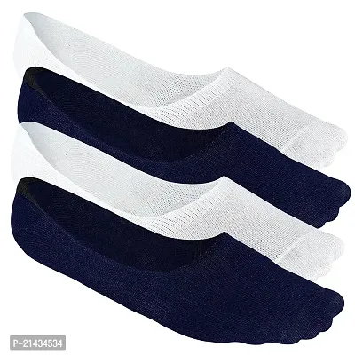 AV Brands No Show Socks for Men, Odour Free, Breathable Low Cut Socks (Blue, White, 4)