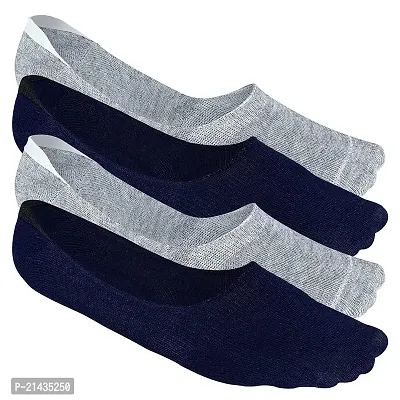 AV Brands No Show Socks for Men, Odour Free, Breathable Low Cut Socks (Blue, Grey, 4)