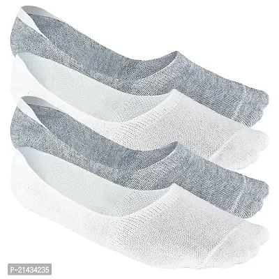 AV Brands No Show Socks for Men, Odour Free, Breathable Low Cut Socks (White, Grey, 4)