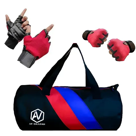 AV Brands Sport Bag for Gym and Gloves for Men Combo Gym Fitness Kit