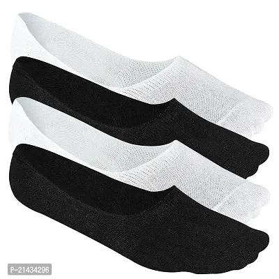AV Brands No Show Socks for Men, Odour Free, Breathable Low Cut Socks (Black, White, 4)