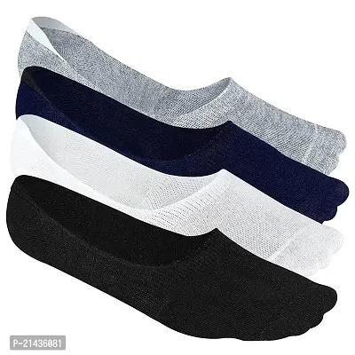 AV Brands No Show Socks for Men, Odour Free, Breathable Low Cut Socks (Black, Blue, White, Grey, 4)