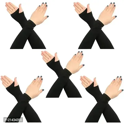 AV Brands Arm Sleeve ll For Boys  Girls ll Unisex Adult ll Hand Wash (Free, Black)-thumb0