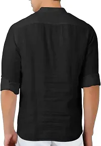 Stylish Black Cotton Blend Solid Short Kurta For Men-thumb1