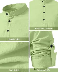 Stylish Light Green Cotton Blend Solid Short Kurta For Men-thumb1