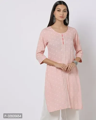 Stylish Pink Cotton Kurta For Women-thumb0