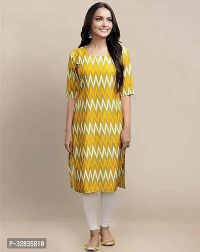 Stylish Yellow Cotton Kurta For Women-thumb0