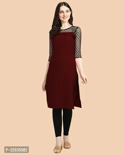 Stylish Maroon Cotton Kurta For Women-thumb0