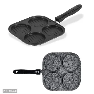 WHEEL CREW Classic Grill Mini UTTAPAM TAWA/Multi Snack Maker 4 in 1 - Mini Pancake Maker, Mini Crepe PAN, Pancake Moulds (19.5CM, Aluminium, Non-Stick)-thumb3