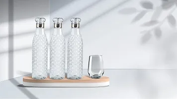 WHEEL CREW Plastic Fridge Water Bottle Set of 3, Ideal for Kitchen,Home,Office, Sports, School, Travelling Water Bottle with Diamond Cap Water Bottle(1000ml -Crystal Diamond Bottle)(Pack of 3)-thumb3