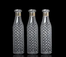 WHEEL CREW Plastic Fridge Water Bottle Set of 3, Ideal for Kitchen,Home,Office, Sports, School, Travelling Water Bottle with Diamond Cap Water Bottle(1000ml -Crystal Diamond Bottle)(Pack of 3)-thumb1