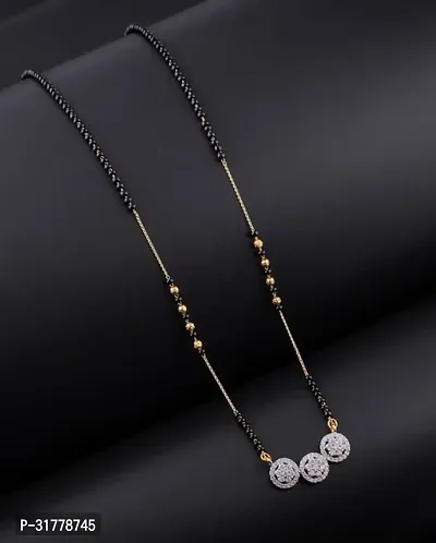 Stylish Gold Plated American Diamond Mangalsutra - 18 Inch-thumb2