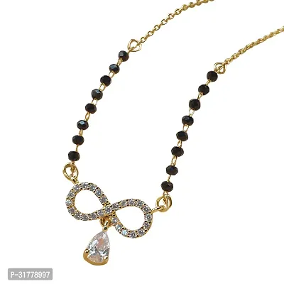 Stylish Gold Plated American Diamond Mangalsutra - 18 Inch-thumb0