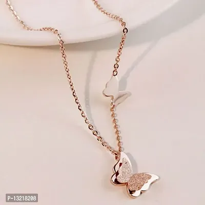 Rose Gold pLated Butterfly Chain Necklace-thumb2