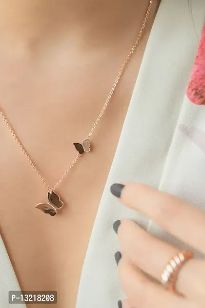 Rose Gold pLated Butterfly Chain Necklace-thumb3