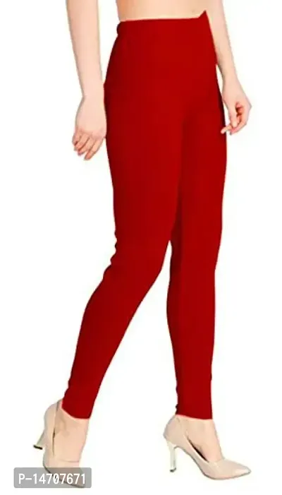 IndiaCarvan Women's Warm Woollen Churidar Leggings for Winter (Red)-thumb3