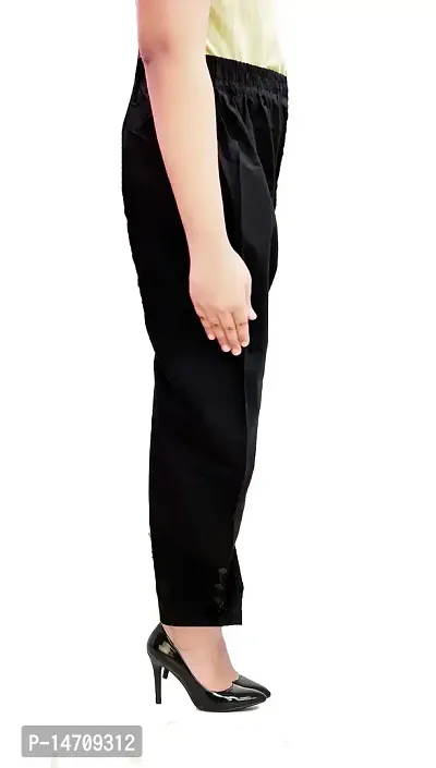IndiaCarvan Women's Cotton Embroidered Trousers (Large, Black)-thumb3