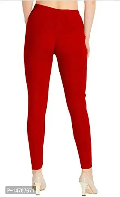 IndiaCarvan Women's Warm Woollen Churidar Leggings for Winter (Red)-thumb2