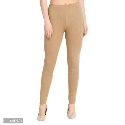 IndiaCarvan Women's Warm Woollen Leggings for Winter (Beige)