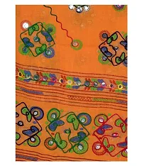 IndiaCarvan Woman's Cotton embroidered mirror work Dupatta (Orange)-thumb2