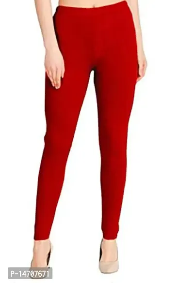 IndiaCarvan Women's Warm Woollen Churidar Leggings for Winter (Red)