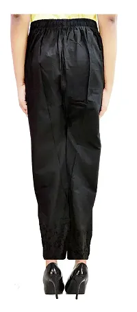IndiaCarvan Women's Cotton Embroidered Trousers (Large, Black)-thumb3
