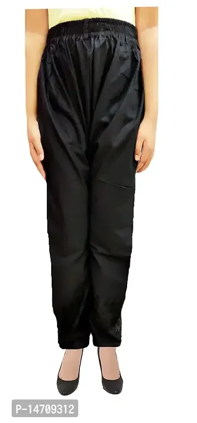 IndiaCarvan Women's Cotton Embroidered Trousers (Large, Black)-thumb0