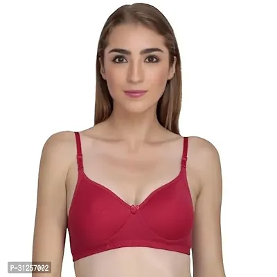 Stylish Red Cotton Solid T-Shirt Bras For Women-thumb0