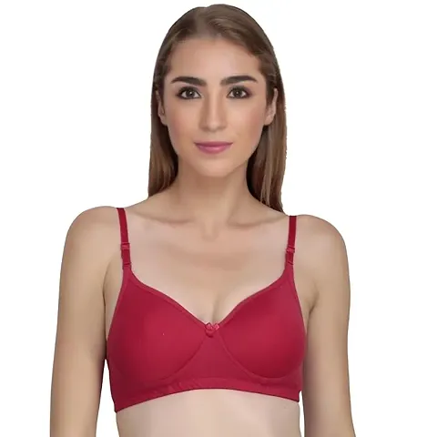 Liigne Women Padded Bra - Made of Pure Cotton Full Coverage Non Wired Seamless Pushup Soft Cup for T-Shirt Saree Dress Sports Garment for Daily Use Everyday