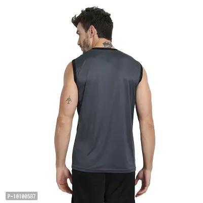 Drifit Mens Solid Roundneck Sleeveless Sports T-Shirt-thumb3