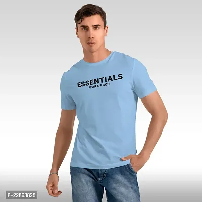 Stylish Blue Polyester Tees For Men-thumb0