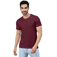 Stylish Maroon Cotton Blend Tees For Men-thumb2