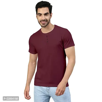 Stylish Maroon Cotton Blend Tees For Men-thumb3