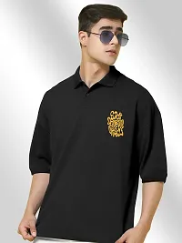 FTX Men Printed Polo Neck Oversized Black Tshirt-thumb2