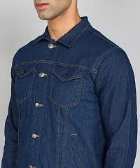 FTX Men Solid Dark Blue Denim Jacket-thumb2