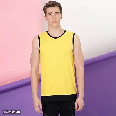 Stylish Yellow Cotton Tees For Men