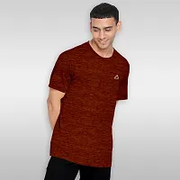 FTX Men Solid Round Neck Half Sleeve Orange Tshirt-thumb2