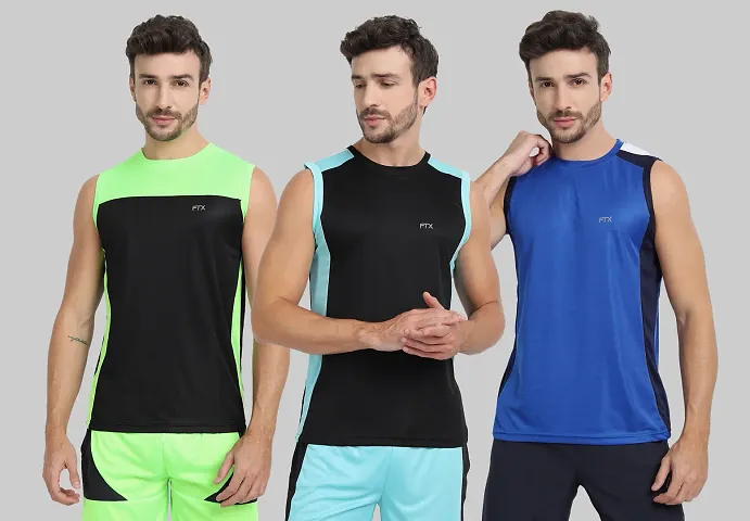 Drifit Mens Solid Roundneck Sleeveless Sports T-Shirt