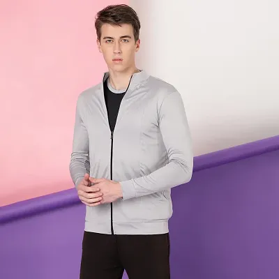 Full Sleeve Solid Men Cut  Sew Jacket
