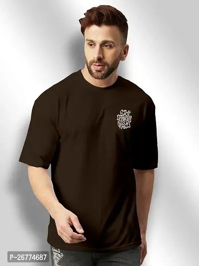 FTX Men Round Neck Oversized Brown Tshirt-thumb0