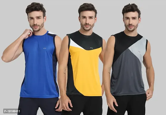 Drifit Mens Solid Roundneck Sleeveless Sports T-Shirt