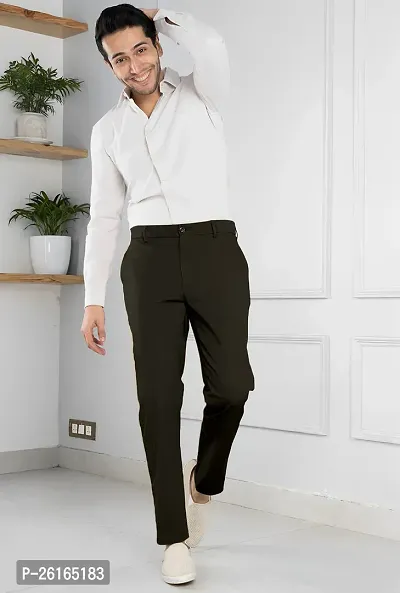 FTX Men Solid Olive Casual Trouser