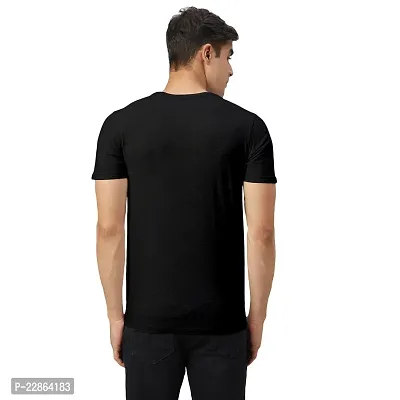 Stylish Black Cotton Blend Tees For Men-thumb2