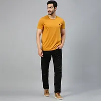 FTX Solid Men Cotton Rich Round Neck Yellow Tshirt-thumb4