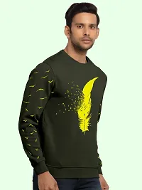 Men Round Neck Cotton Rich Full Sleeve Printed Dark Green T-shirt-thumb2