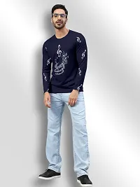 FTX Men Round Neck Cotton Rich Full Sleeve Printed Blue Tshirt-thumb4