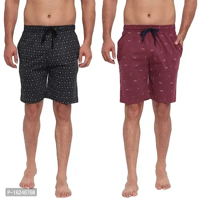 FTX Men's Printed Knitted Cottonpoly Shorts - Pack of 2 (714-1_714-6)-thumb0