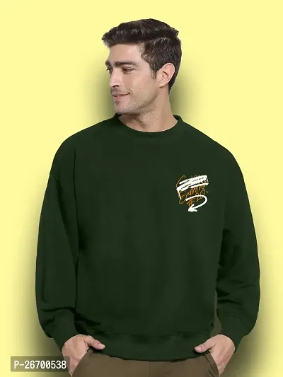 FTX Men Round Neck Printed Dark Green Sweatshirt