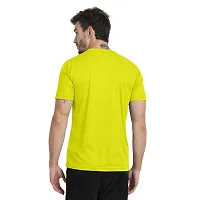 FTX Elegant Polyester Lemon Yellow Round Neck Short Sleeves T-Shirt For Men-thumb1