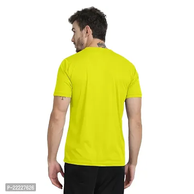 FTX Elegant Polyester Lemon Yellow Round Neck Short Sleeves T-Shirt For Men-thumb2